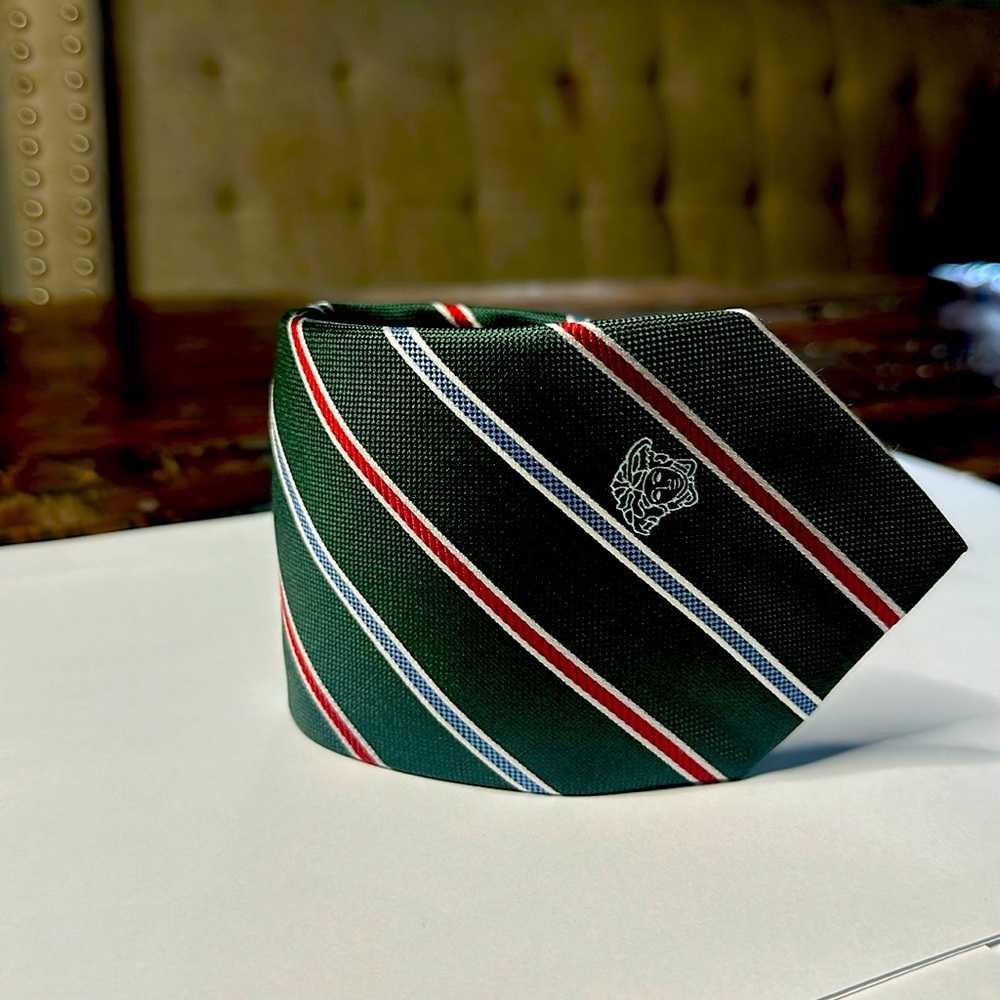 Versace Green Diagonal Stripe Neck Tie